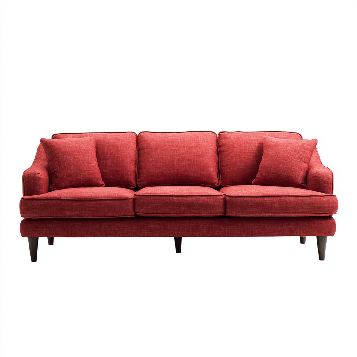 3-Sitzer Sofa Rot 220 x 90 x 86 cm mit Polyesterbezug und Massivholzfüßen