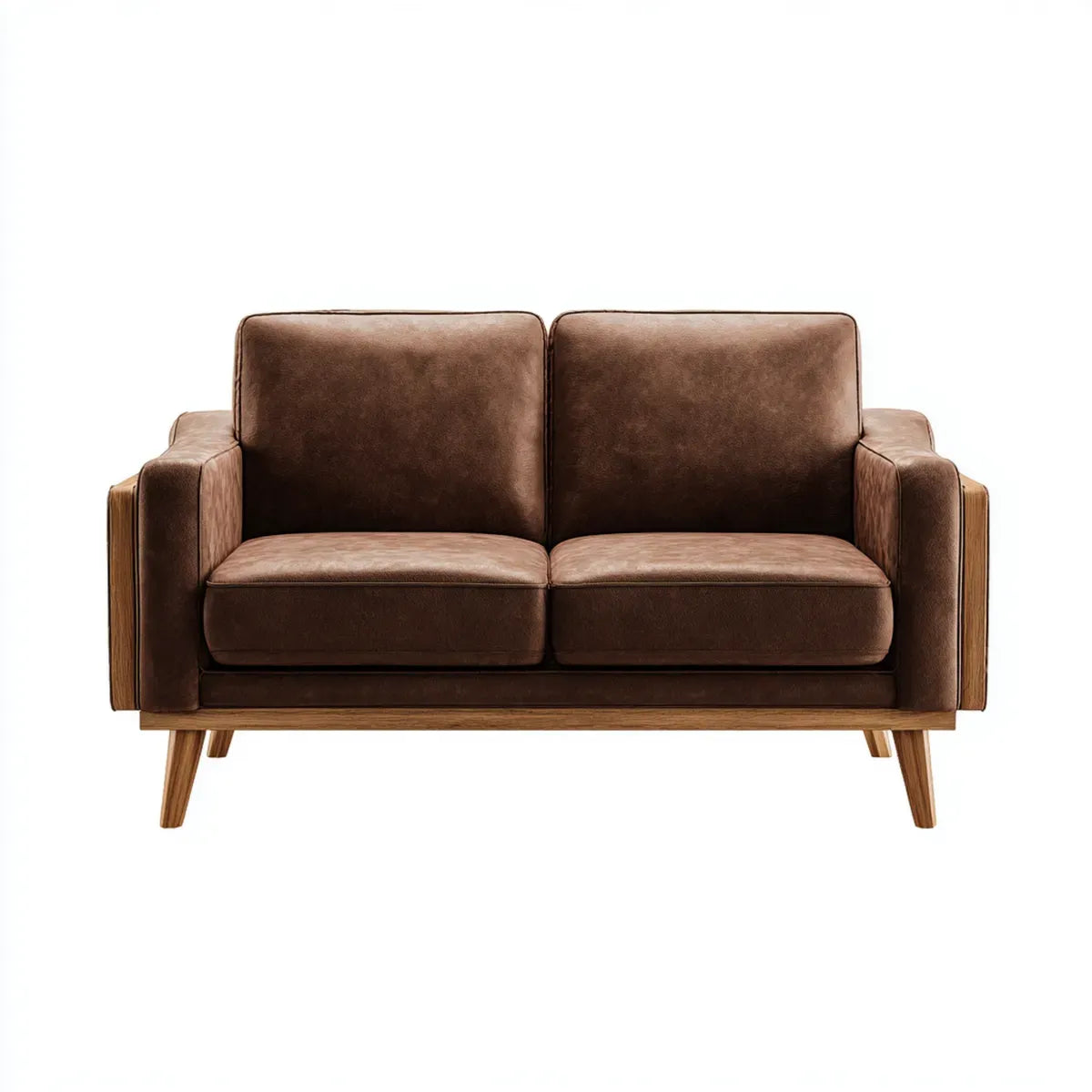 2-Sitzer Sofa Braun 140 x 82 x 84 cm PU-Kunstleder Massivholz Rechteckig