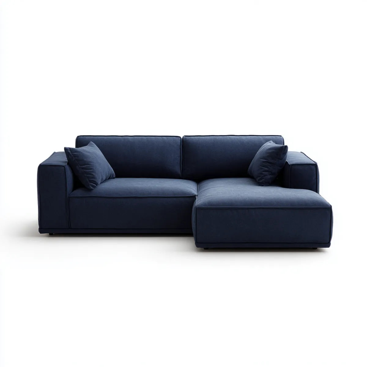 Ecksofa mit Recamiere dunkelblau 250 x 160 x 85 cm Polyestersamt L-Form