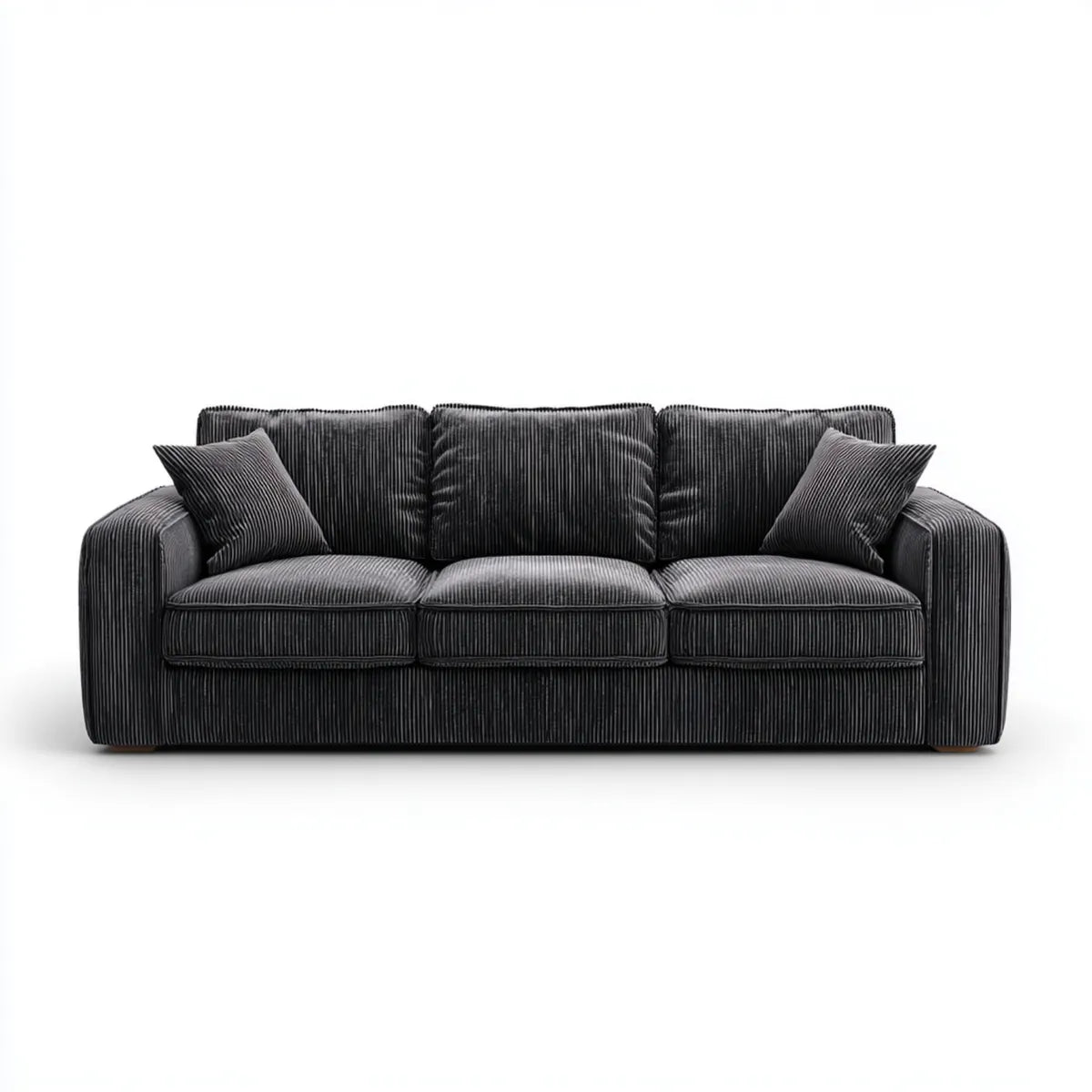 3-Sitzer Sofa Dunkelgrau aus Polyester-Cord Rechteckig 220 x 95 x 85 cm