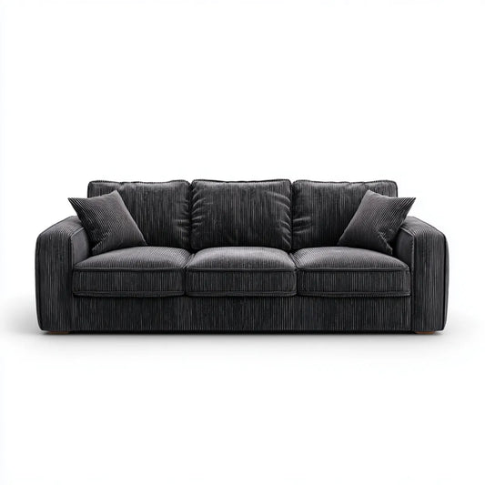 3-Sitzer Sofa Dunkelgrau aus Polyester-Cord Rechteckig 220 x 95 x 85 cm