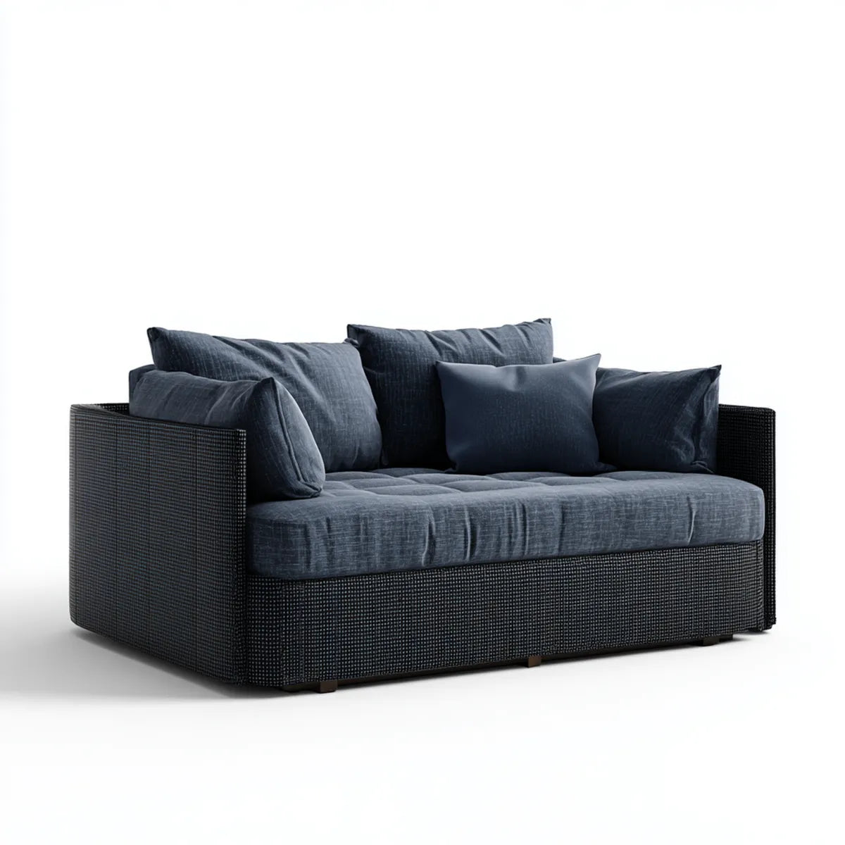 2-Sitzer Sofa Dunkelblau Schwarz 180 x 95 x 82 cm Polyester Rechteckig