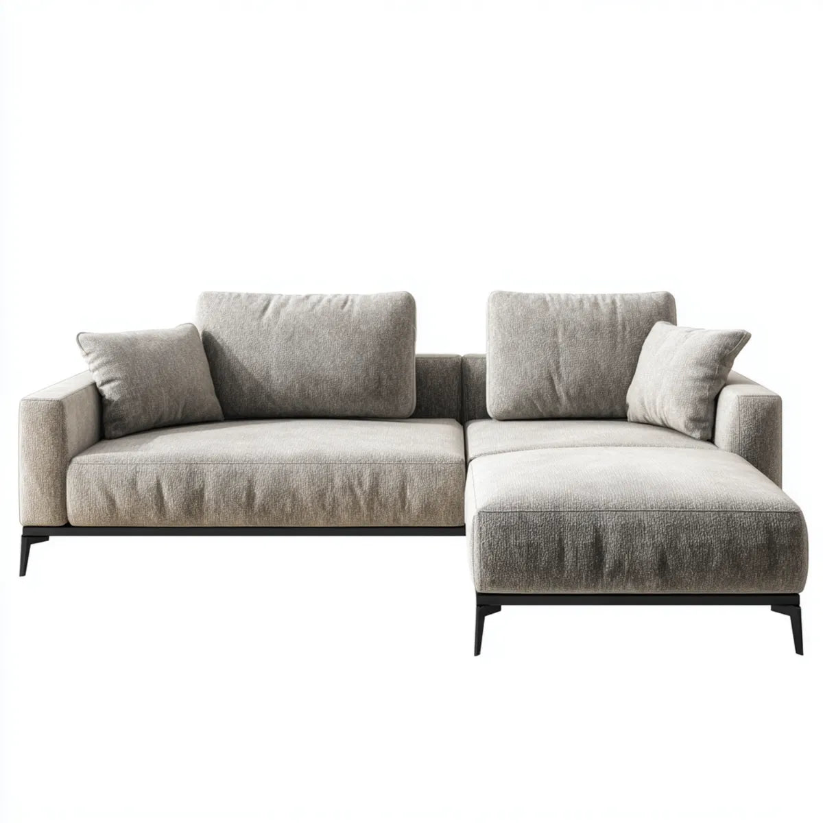 Ecksofa mit Recamiere rechts Greige 250 x 160 x 80 cm Polyester L-Form