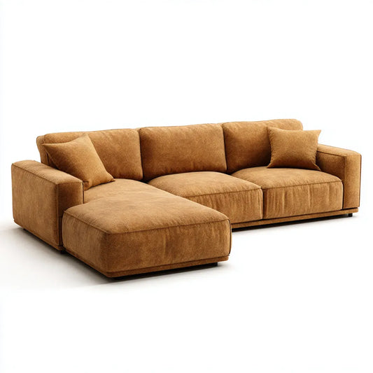 3-Sitzer Ecksofa mit linker Recamiere Cognac 270 x 160 x 85 cm Polyester-Mikrofaser L-Form