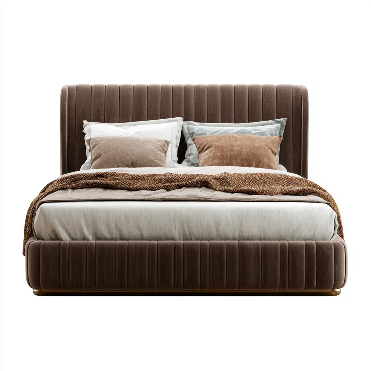 Polsterbett Doppelbett Braun 180 x 200 cm Polyester Samt Rechteckig