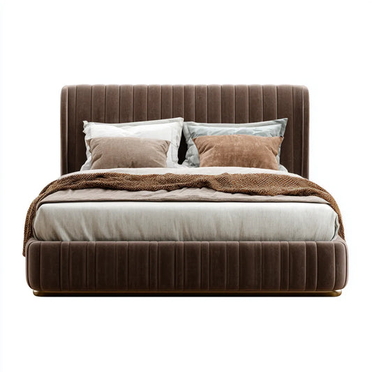 Polsterbett Doppelbett Braun 180 x 200 cm Polyester Samt Rechteckig
