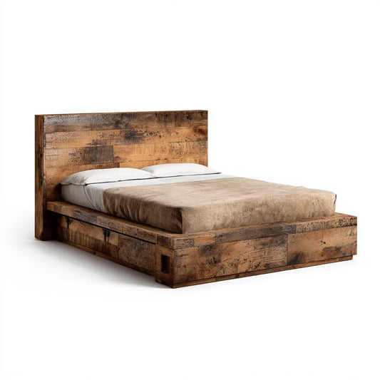 Doppelbett Bettgestell Braun 180 x 200 cm Massivholz Rechteckig
