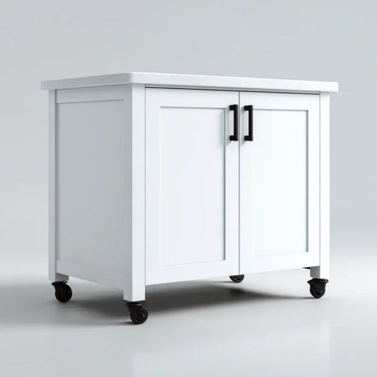 Küchenwagen mit Arbeitsplatte Weiß 90 x 50 x 90 cm MDF rechteckig