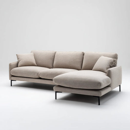 Ecksofa mit Ottomane rechts Beige 280 x 170 x 85 cm Polyester Webstoff L-Form