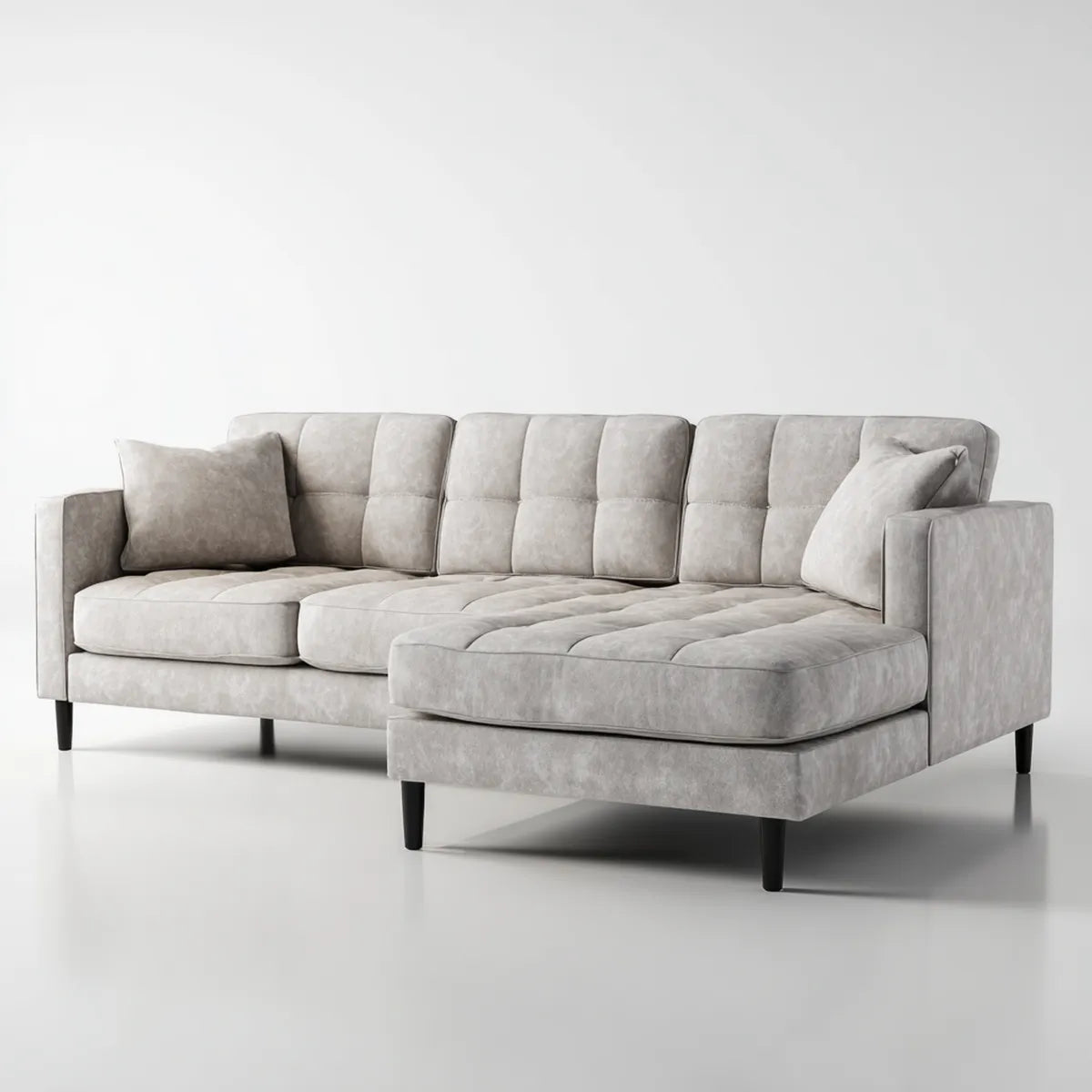 Ecksofa mit Recamiere rechts Hellgrau 260 x 160 cm Polyester L-Form