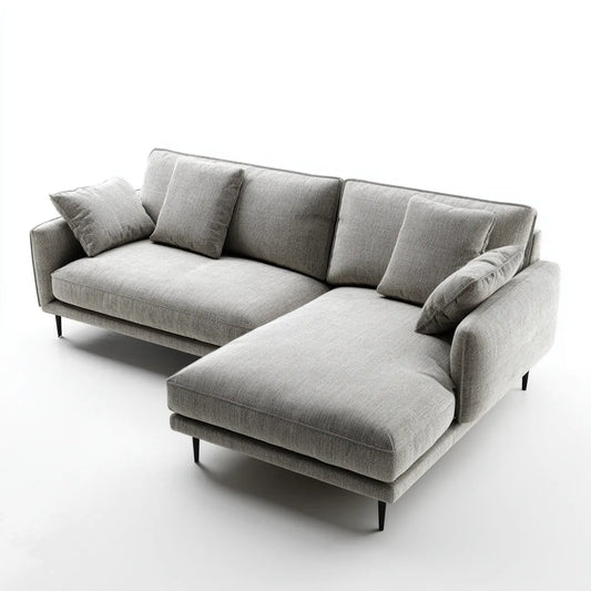 Ecksofa mit Recamiere Hellgrau 280 x 170 x 85 cm Polyester Webstoff Rechteckig