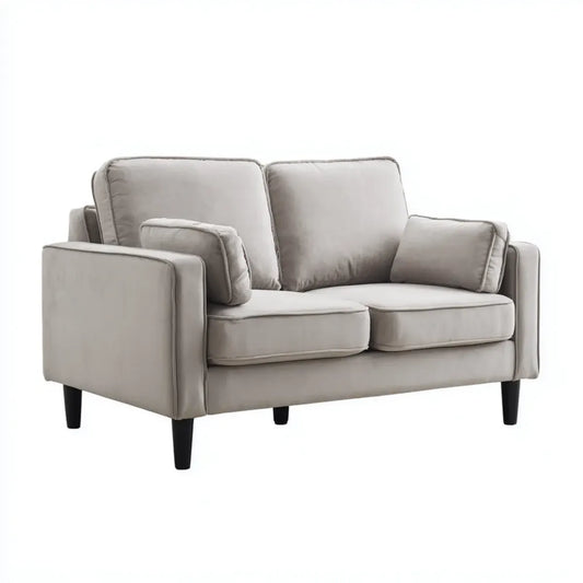2-Sitzer Sofa Hellgrau 158 x 88 x 86 cm Polyester Rechteckig