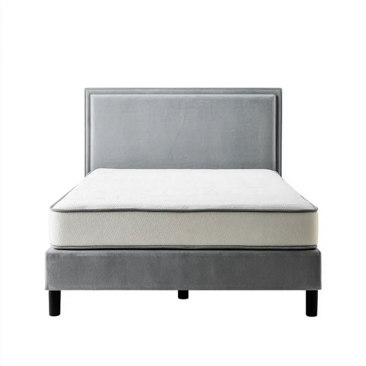 Doppelbett Polsterbett-Set Grau 180 x 200 cm Polyester-Samt Rechteckig