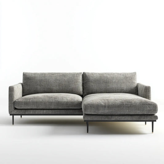 Ecksofa mit Recamiere rechts Grau 260 x 160 x 82 cm Polyester Schaumstoff Rechteckig