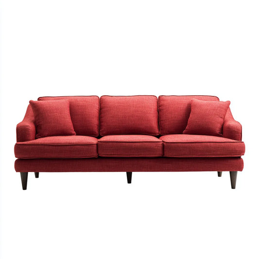 3-Sitzer Sofa Rot 220 x 90 x 86 cm mit Polyesterbezug und Massivholzfüßen