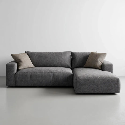 Ecksofa mit Recamiere Dunkelgrau 260 x 160 x 85 cm Polyester L-Form